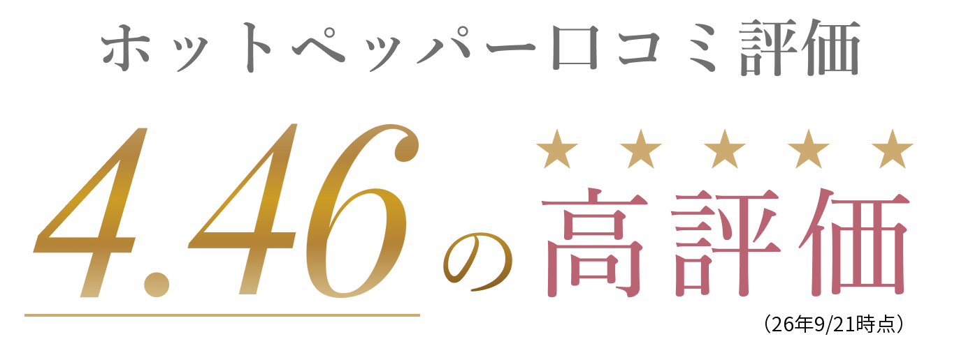 ホットペッパー口コミ評価 4.46の高評価（26年9/21時点）